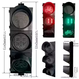 Semáforo LED con temporizador, señal de bicicleta roja y verde de 300MM (12 pulgadas), 3 aspectos