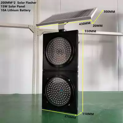 Luz de advertencia de tr&aacute;fico intermitente solar amarilla de 8 pulgadas (200 mm) * 2
